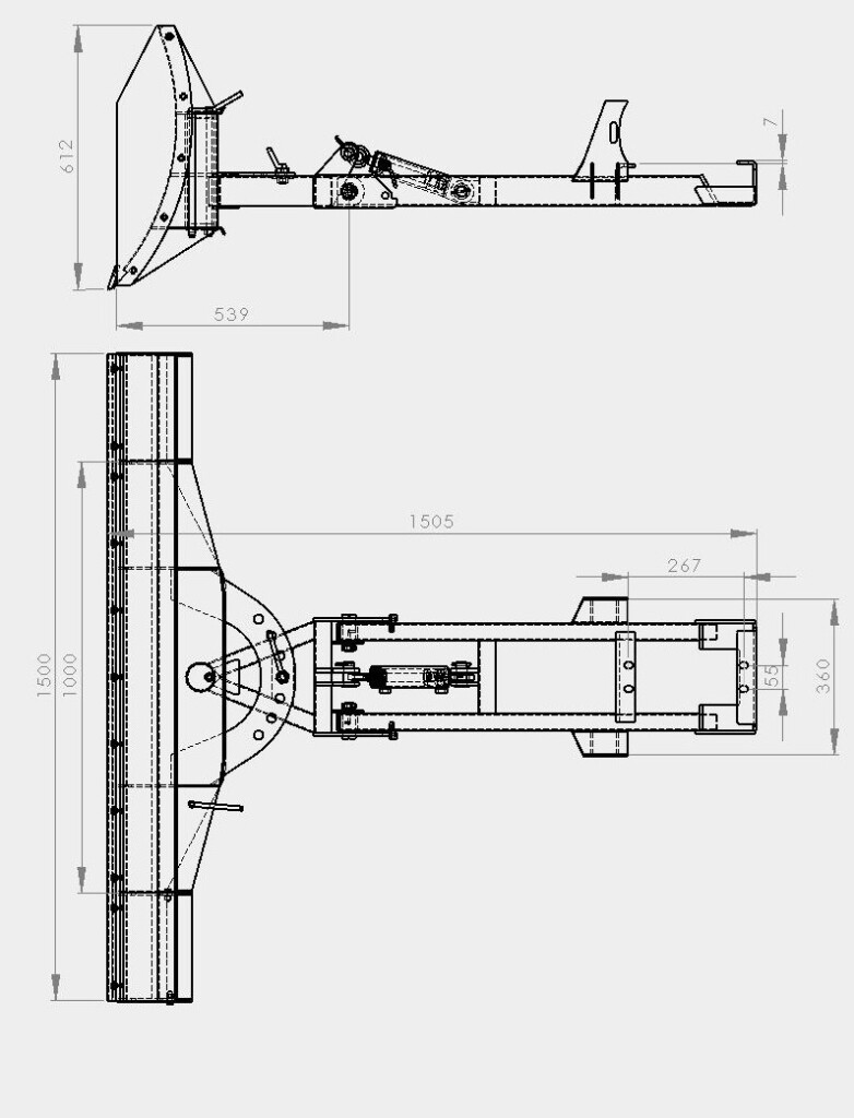 Přední shrnovací radlice s hydraulickým válcem