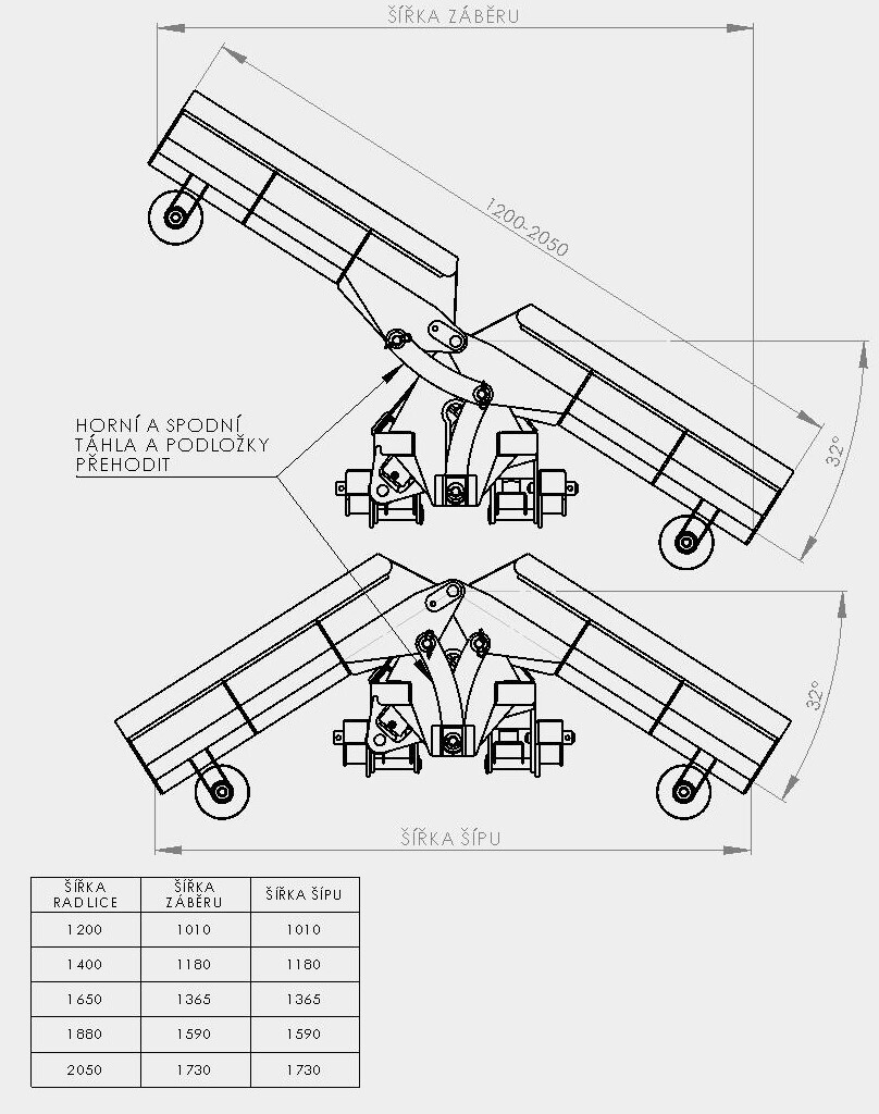 Šípová radlice přední-hydraulicky naklápěná SRS-140H