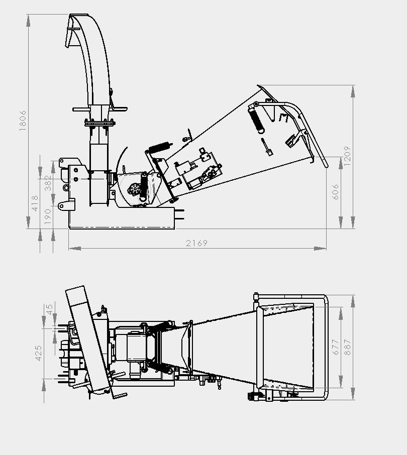 Traktorový štěpkovač s hydraulickým podáváním